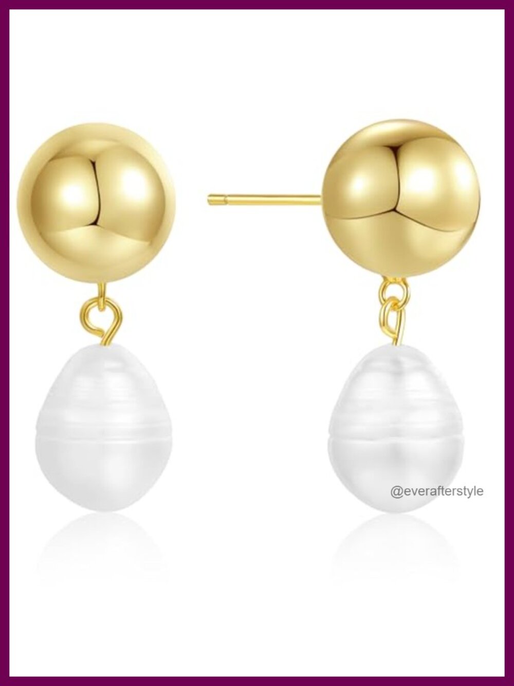 Freshwater Pearl Drop Earrings 14k Gold Plated Recycled Brass Women's Jewelry